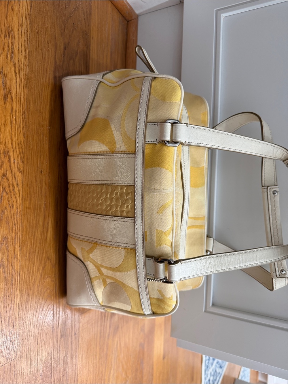 Coach Yellow and Cream Shoulder Bag